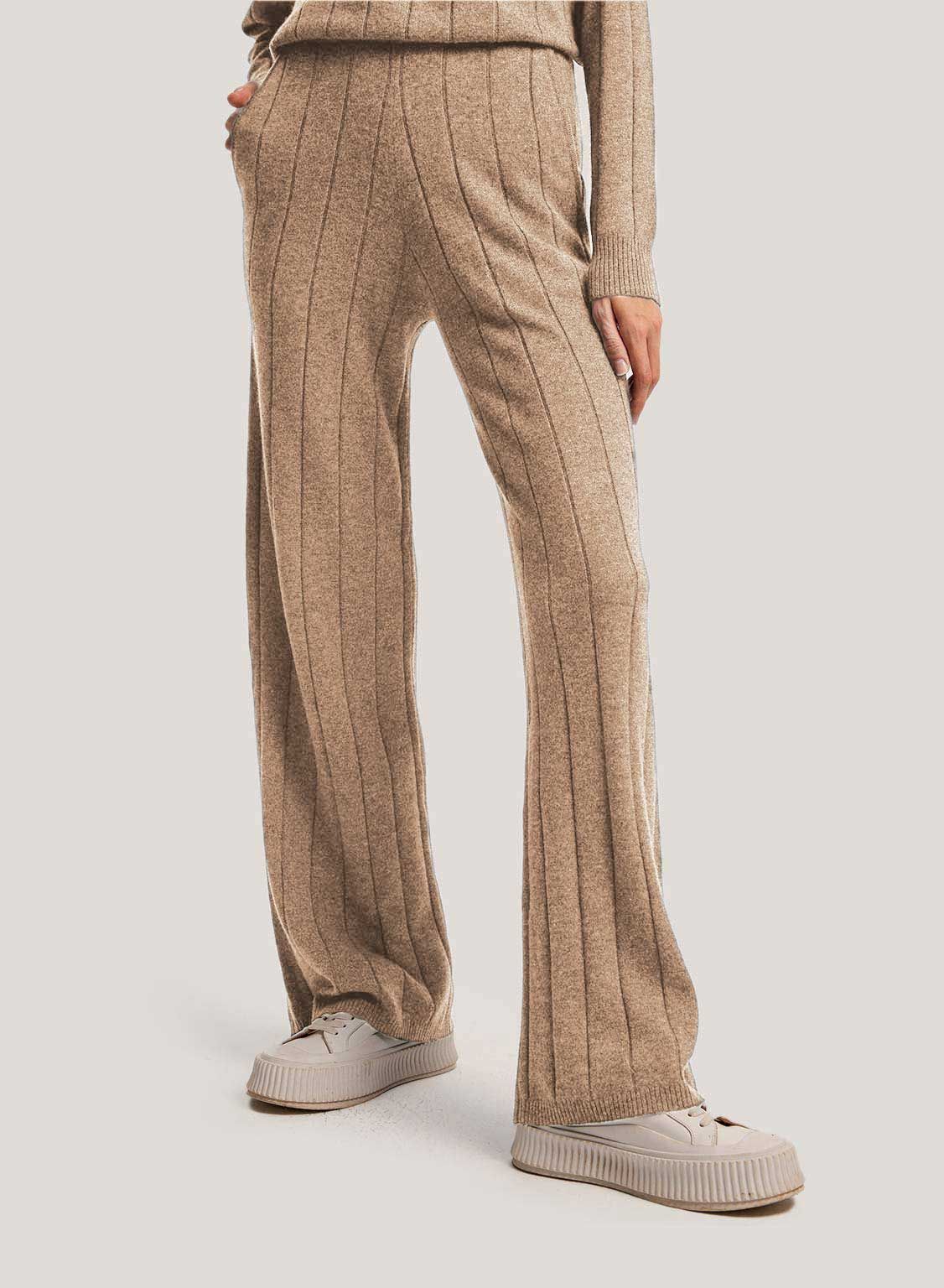 Ribbed-Knit Wide-Leg Wool-Cashmere Pants | Gentle Herd