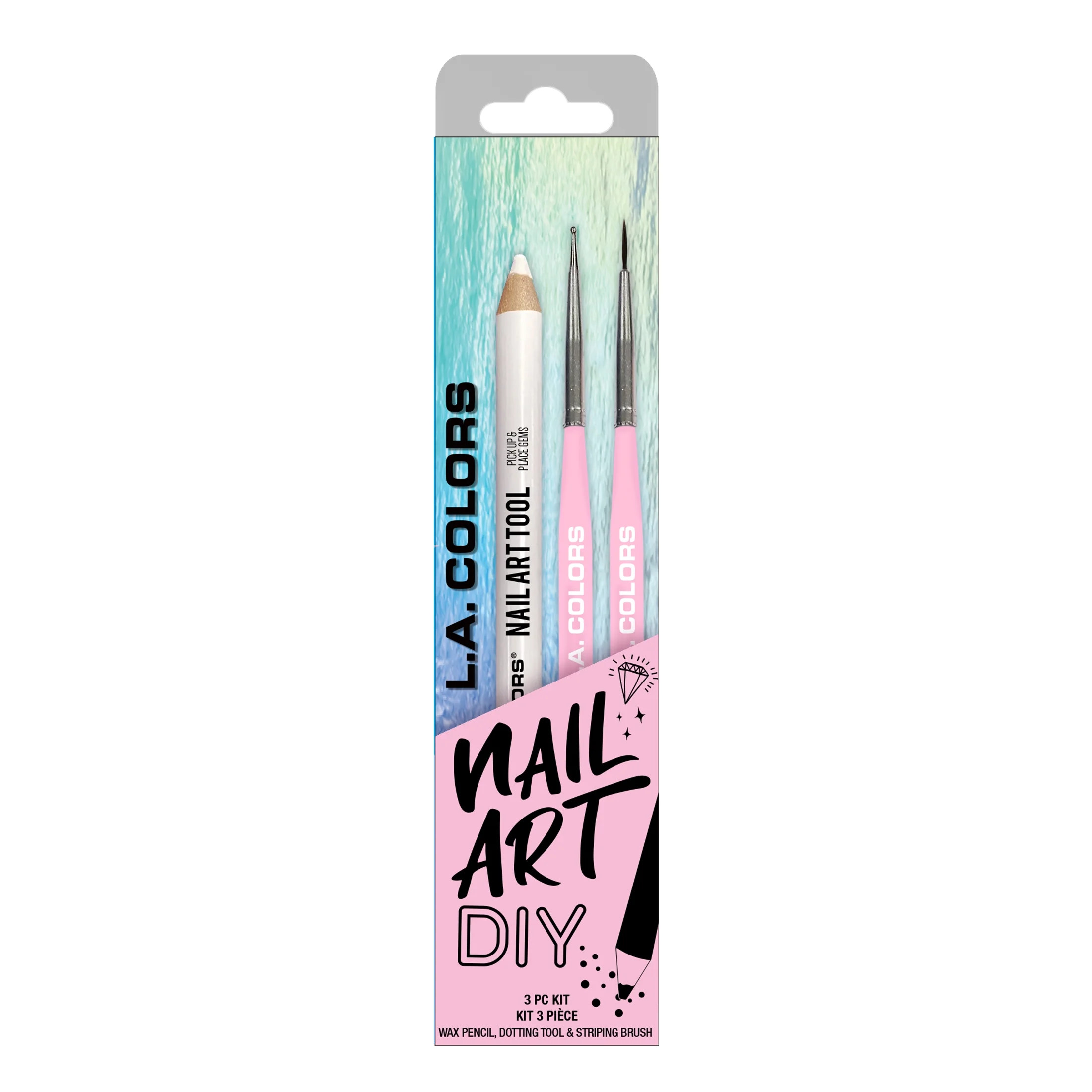 L.A. COLORS Nail Art DIY Kit, Wax Tool-Dotting Tool-Striping Brush, 3 Pieces | Walmart (US)