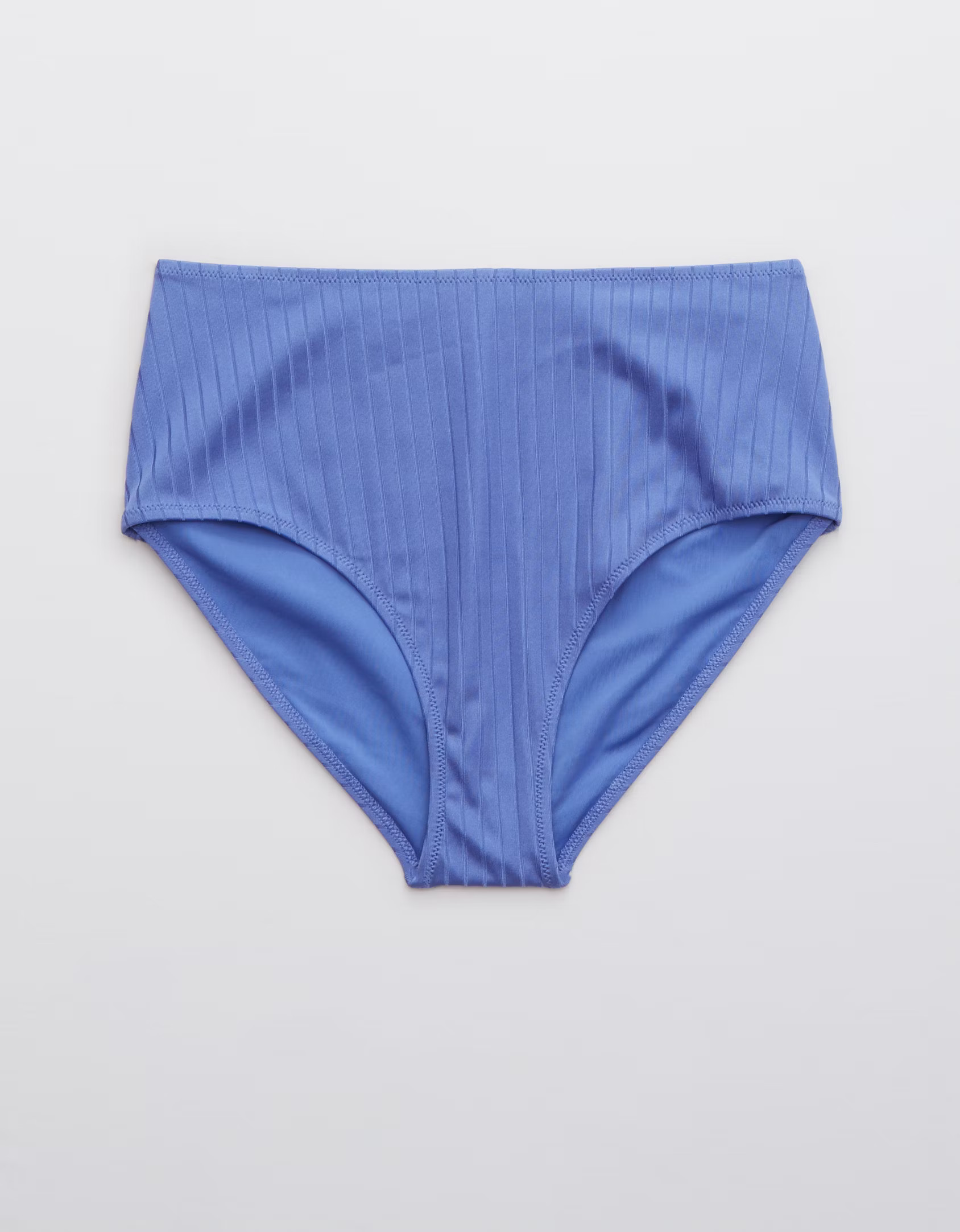 Aerie Ribbed Shine Mid Rise Bikini Bottom | American Eagle Outfitters (US & CA)