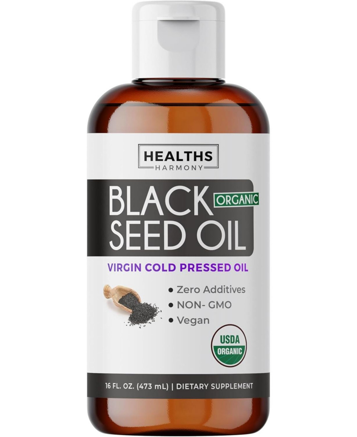 Healths Harmony Organic Black Seed Oil Liquid, Organic Cold Pressed Black Cumin Seed, Health's Harmony, 16oz - Liquid is clear | Macy's