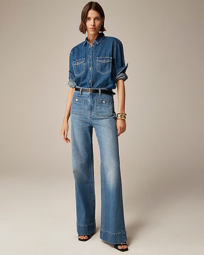 Petite high-rise sailor denim trouser in 1996 semi-stretch | J. Crew US