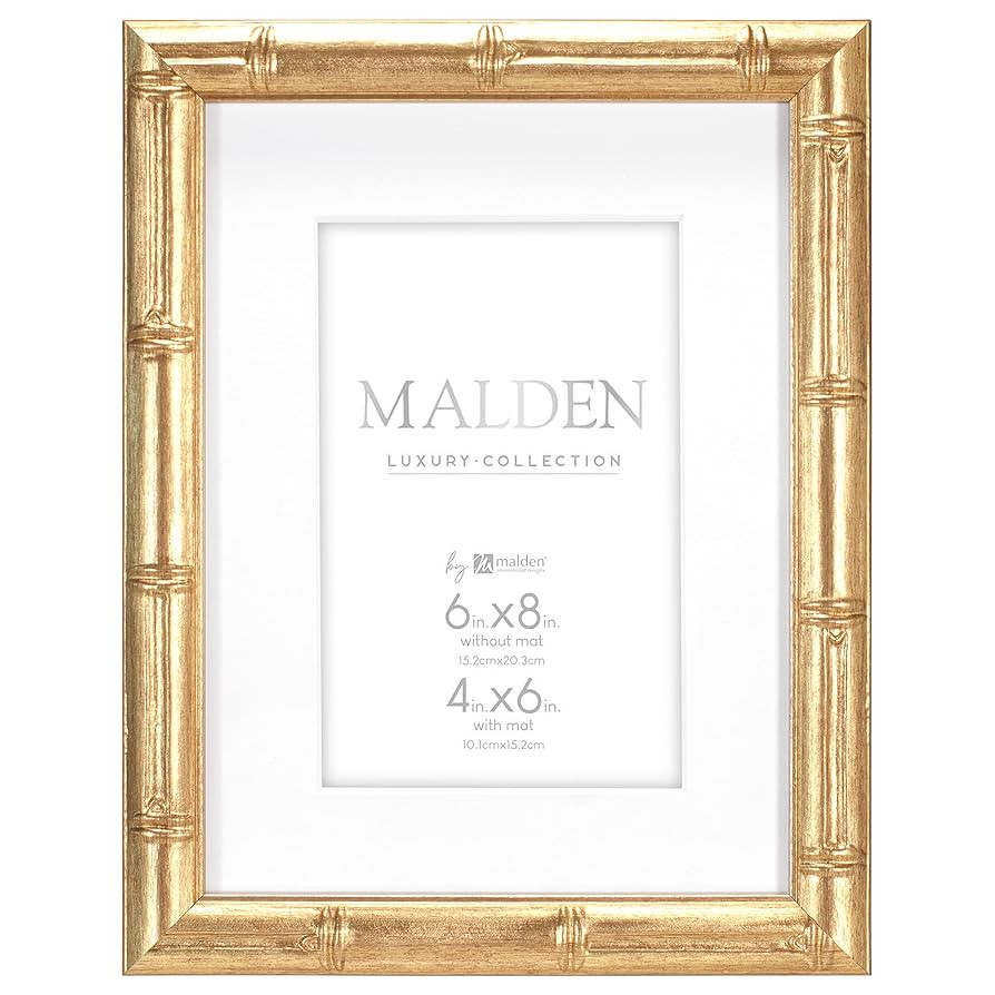 Malden International Designs 4x6 Matted Gold Bamboo PS Moulding Picture Frame Antique Gold Finish... | Amazon (US)