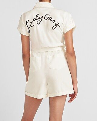 Ladygang Script Back Zip Front Romper | Express