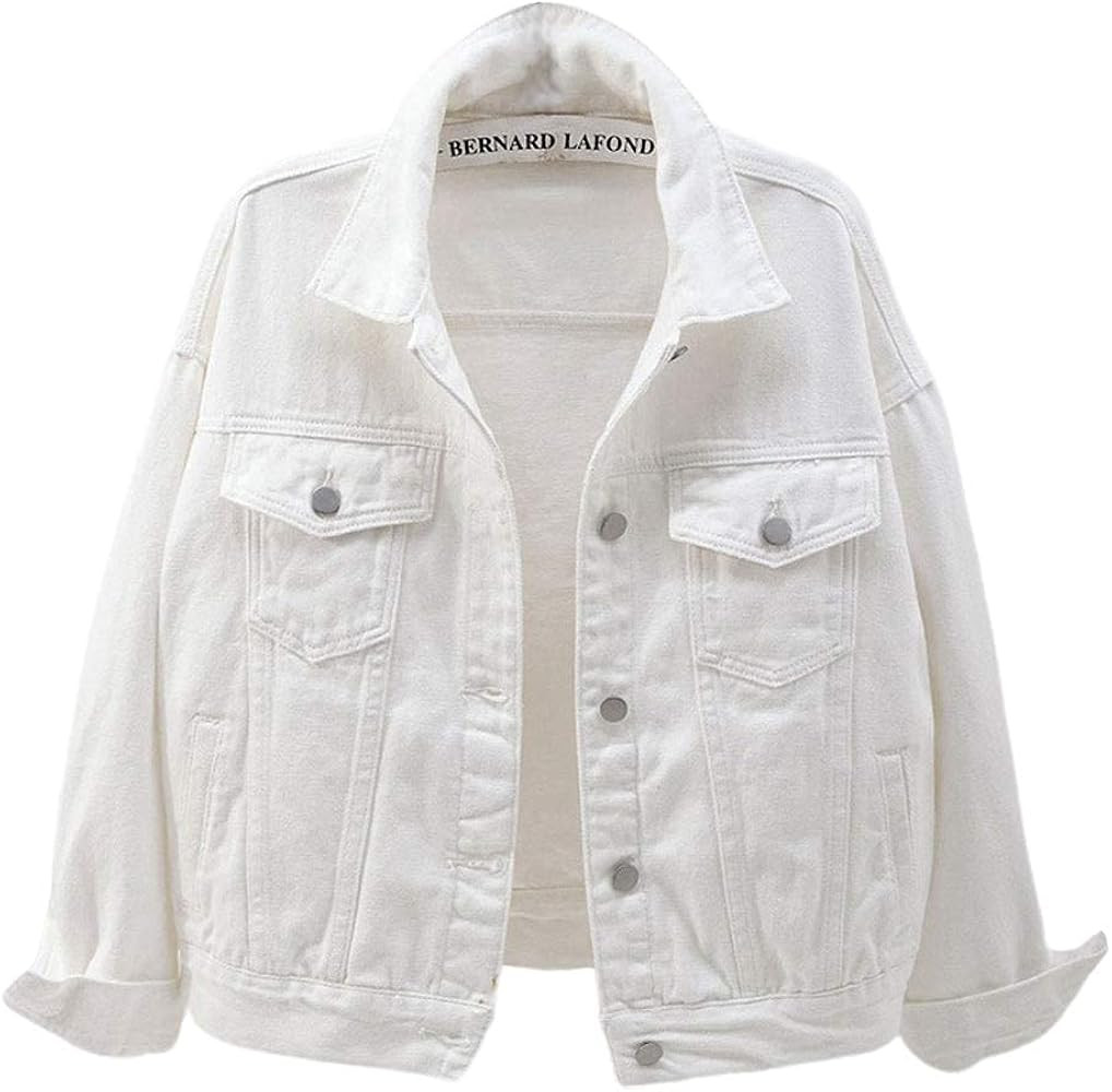 ebossy Women's Candy Color Denim Jacket Relaxed Fit Casual Jean Trucker Jacket | Amazon (US)