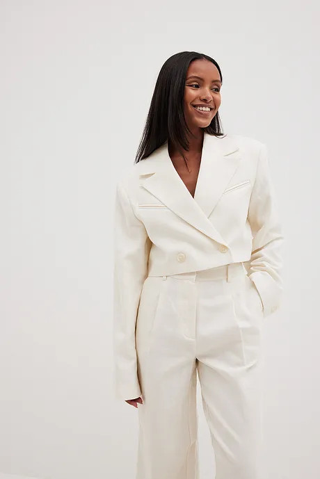 Linen Blend Cropped Oversized Blazer | NA-KD US