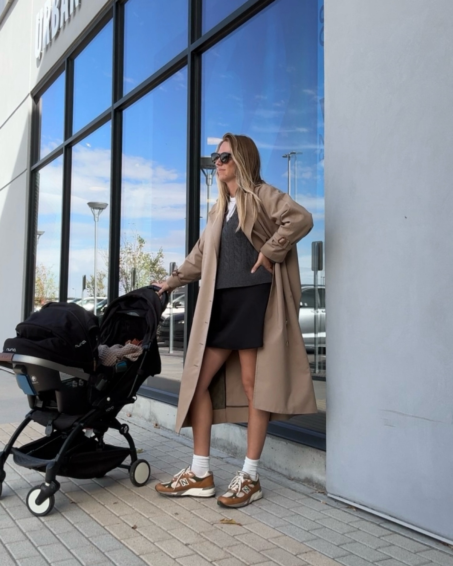 trench coat season. #toteme 
sneakers are ALDxNew Balance

#LTKfamily #LTKstyletip #LTKbaby