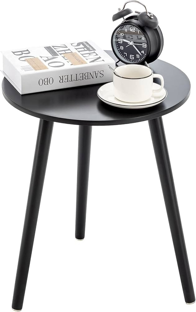 Apicizon Black Round Side Table, Black End Table for Small Spaces, Simple Nightstand for Living R... | Amazon (US)