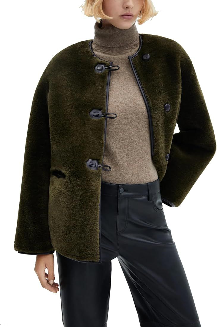 Vimyig Women's Warm Oversized Faux Fur Fleece Jacket Winter Coats Casual Single Breasted Coat wit... | Amazon (US)