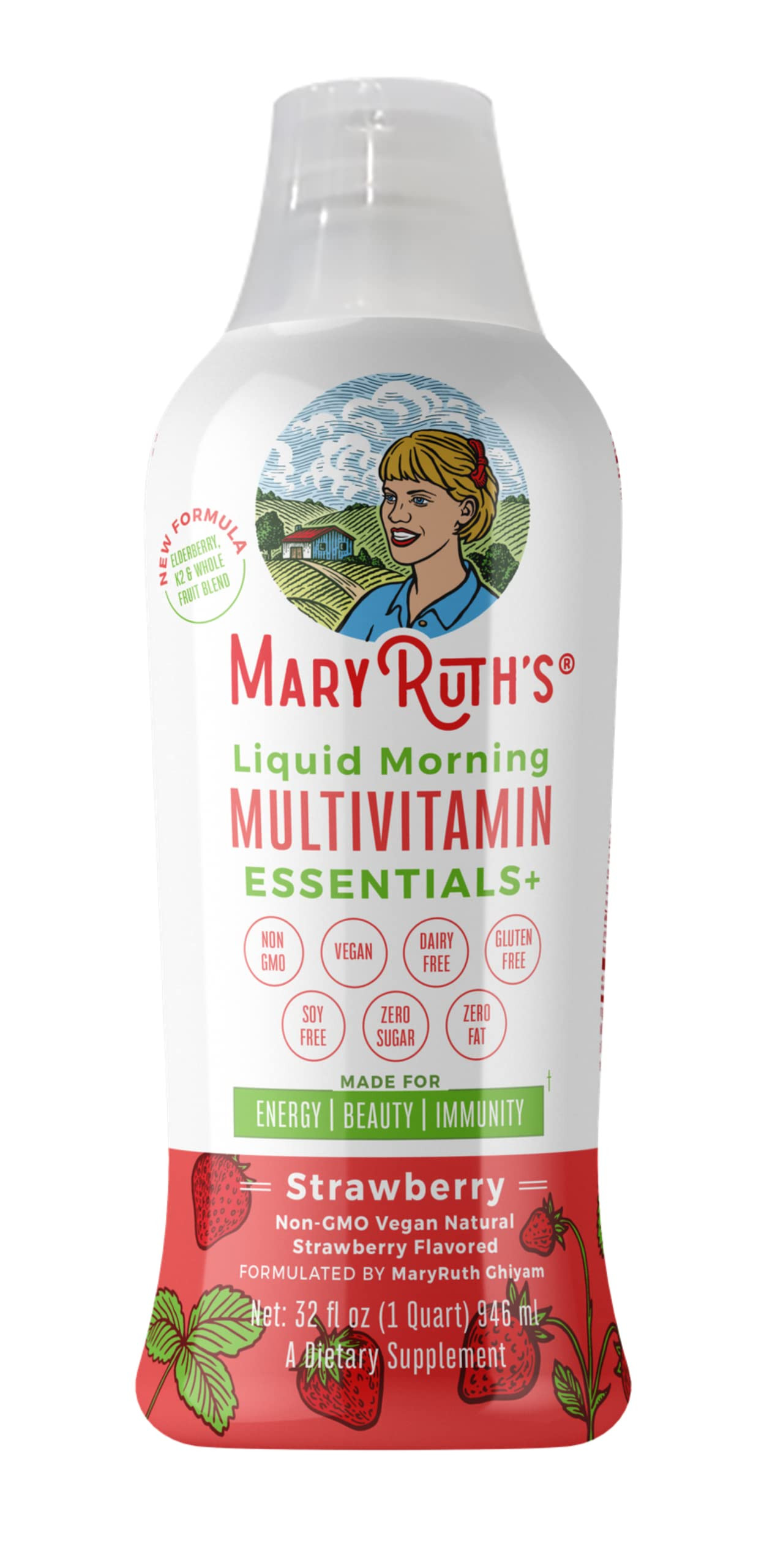 Liquid Multivitamin for Women, Men, & Kids | Strawberry | Vegan Vitamin A, B, C, D3, E, K2 + Zinc +  | Amazon (US)