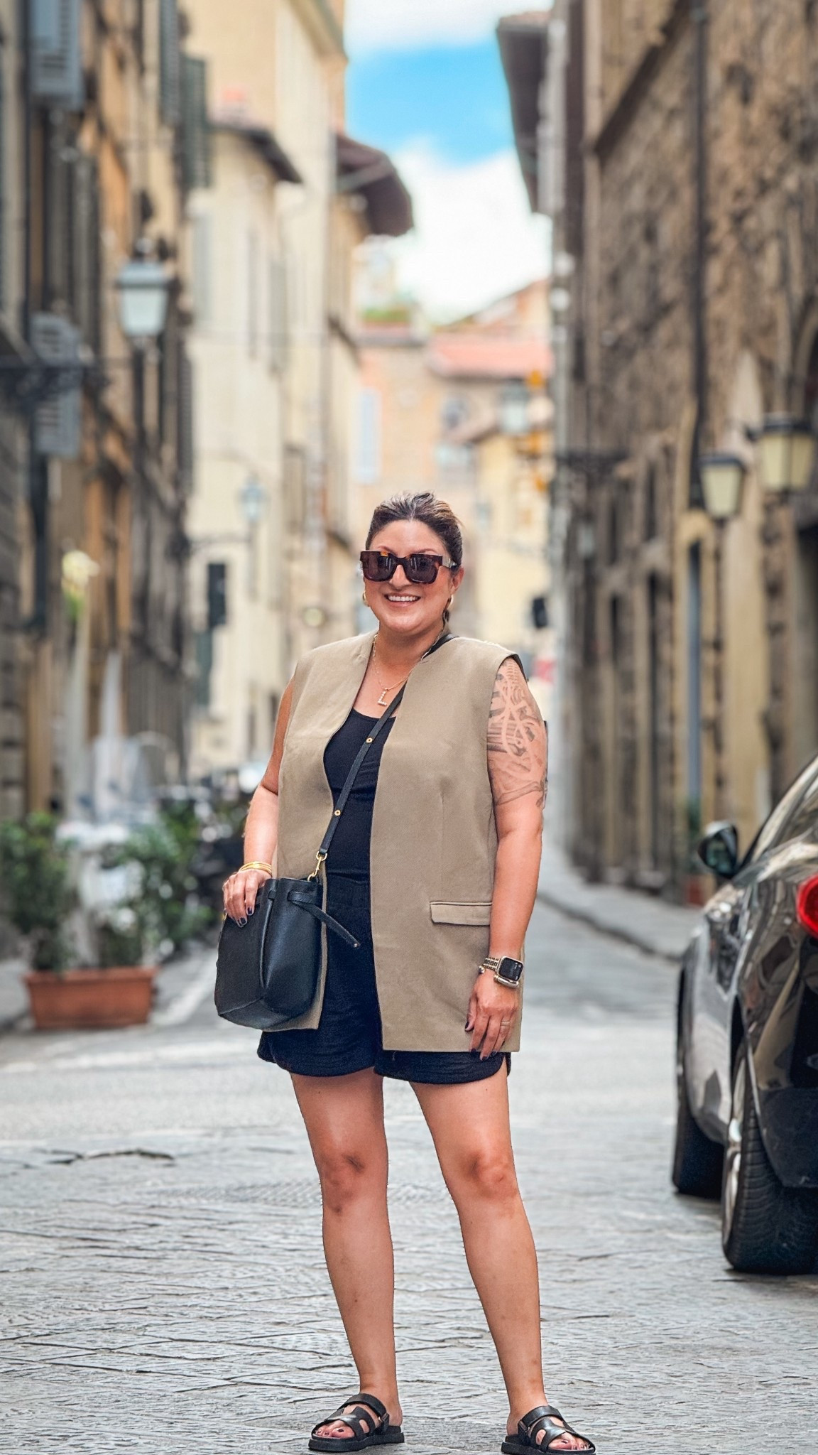Exploring Florence outfit:
Open Edit sleeveless vest (XL)
Old Navy tank (XL)
Old Navy linen shorts (L)
Steve Madden sandals 
Tory Burch purse 

#LTKOver40 #LTKMidsize #LTKTravel