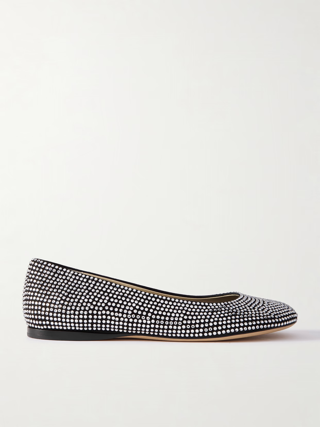 LOEWE - Crystal-embellished Suede Ballet Flats - Black | NET-A-PORTER (US)