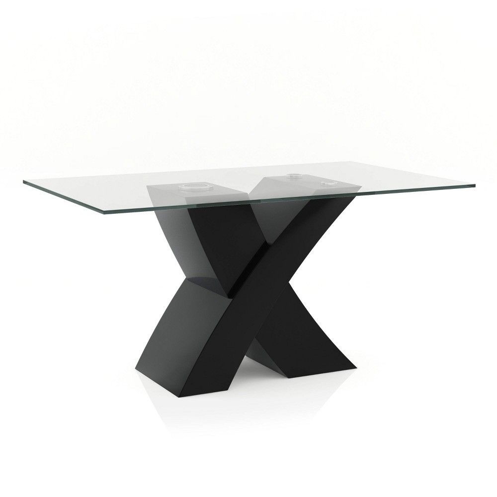 59"" Lexinton Rectangle Glass Top Dining Table Black - HOMES: Inside + Out | Target