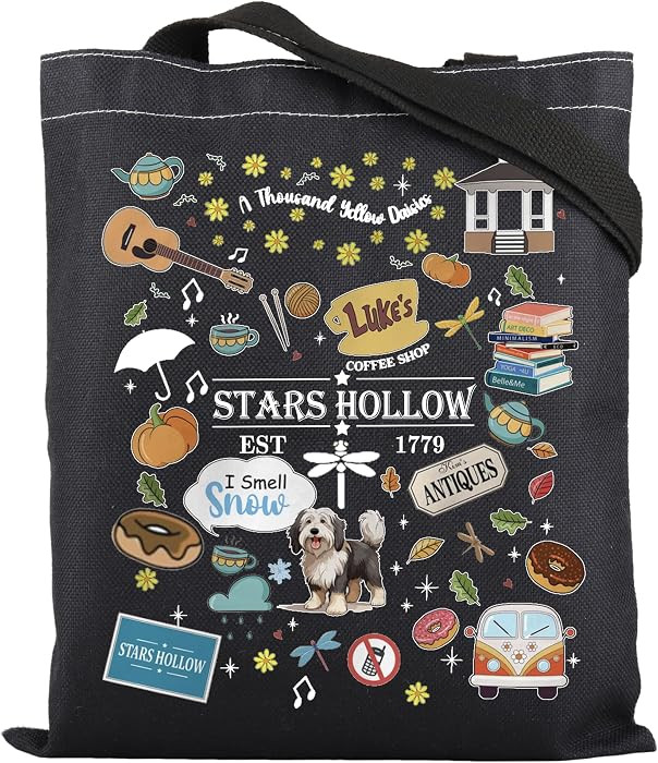 ENSIANTH Stars Hollow Inspired Tote Bag TV Show Merch Dragonfly Inn Shopping Bag Lorelei Rory Fans Gift Lukes Diner Gift | Amazon (US)