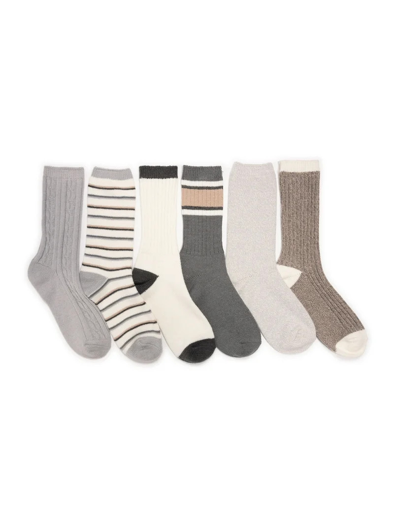 MUK LUKS Women's Fluffy Dream Crew Boot Socks, 6-Pack, OSFM | Walmart (US)