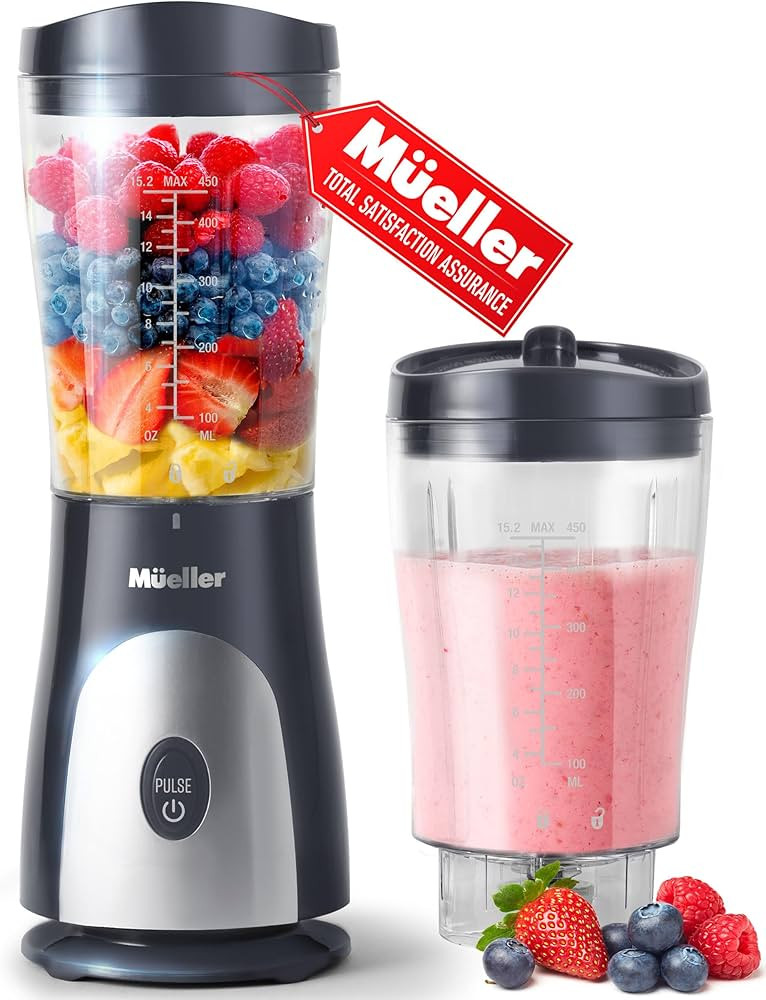Mueller Personal Blender for Shakes and Smoothies with 15 Oz Travel Cup and Lid, Juices, Baby Foo... | Amazon (US)