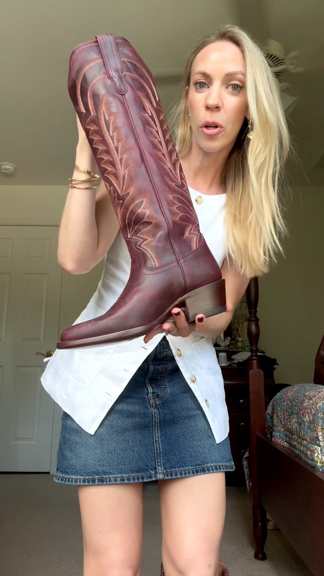 The most gorgeous cowboy boots for fall - look at this burgundy color! 🍷 They run a little big - take your true size or a half size down

#LTKSeasonal #LTKOver40
