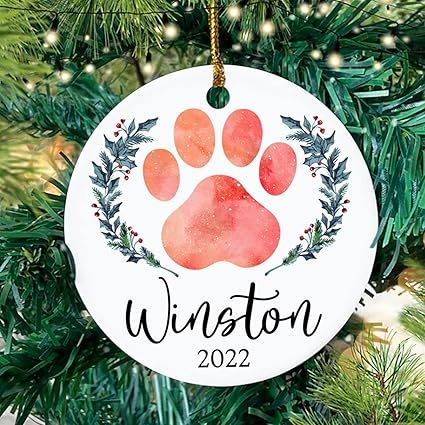 Dog Paw Print Christmas Ornament, Dog Paw Ornament, Personalized Dog Christmas Ornament 2022, Dog... | Amazon (US)