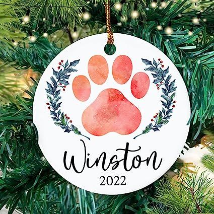 Dog Paw Print Christmas Ornament, Dog Paw Ornament, Personalized Dog Christmas Ornament 2022, Dog... | Amazon (US)