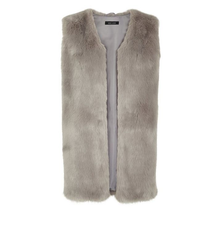 Dark Grey Faux Fur Gilet | New Look | New Look (UK)