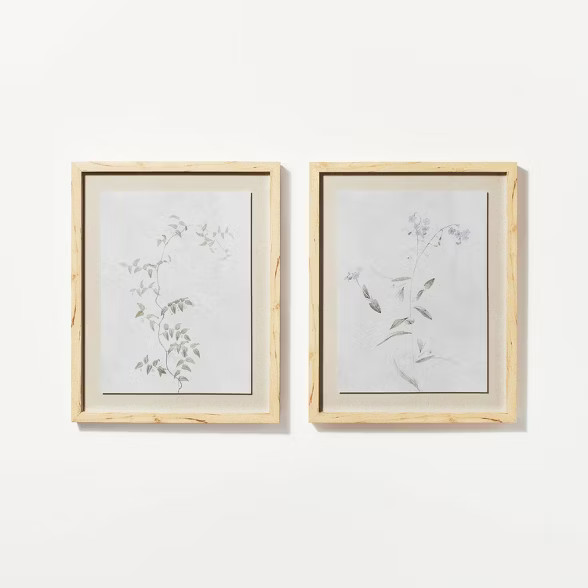 (Set of 2) 16" x 20" Wispy Sprig Framed Wall Canvas - Threshold™ designed with Studio McGee | Target