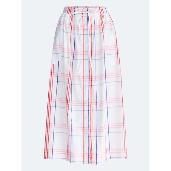 Free Assembly Women's and Women's Plus Button-Front Cotton Maxi Skirt, Sizes XS-4X | Walmart (US)