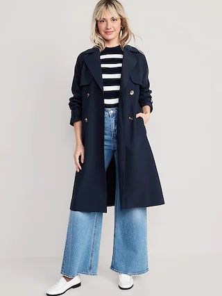 Double-Breasted Tie-Belt Trench Coat for Women | Old Navy (US)