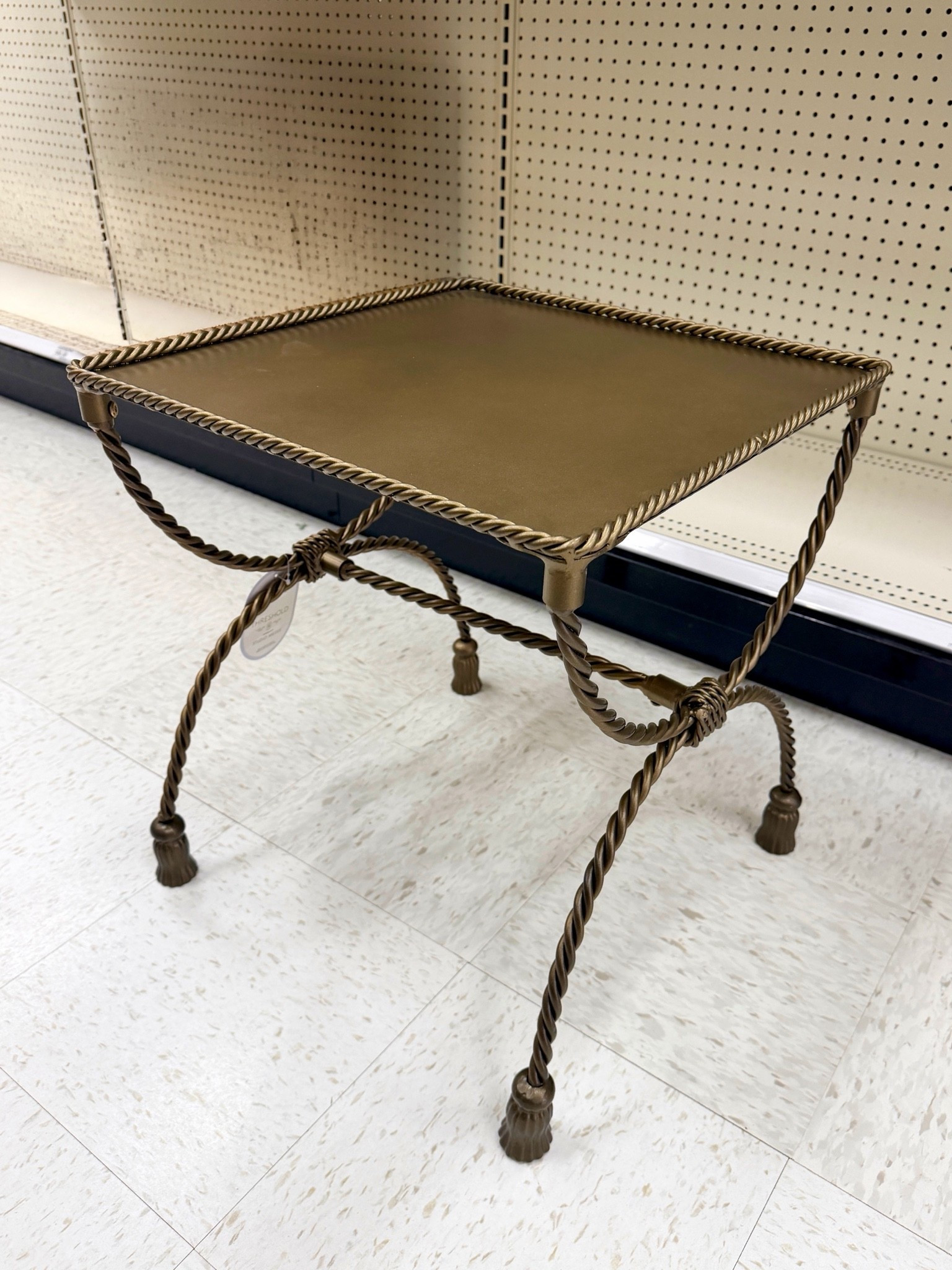 New at Target! ✨ This Twisted Metal Side Table has such a charming vintage antique-inspired look. 👀 The aged brass finish, twisted metal detailing, and unique tassel feet make it feel like a special flea market find! ☺️ Such a fun accent piece for adding character and warmth feel to a space. Linked it here! 💫 @Target #homedecor #homeaccent #targetfind

#LTKHome #LTKSaleAlert