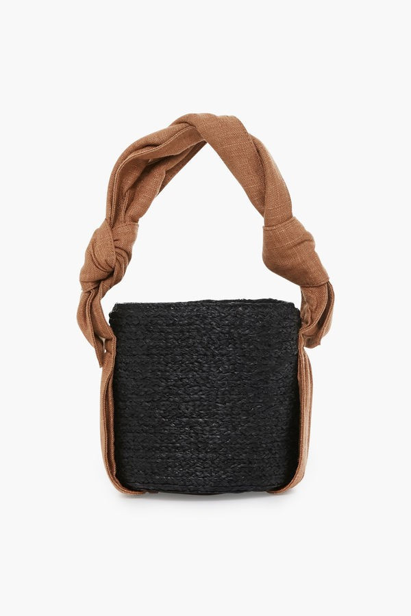 Black Lila Raffia Bucket Bag | Tuckernuck (US)