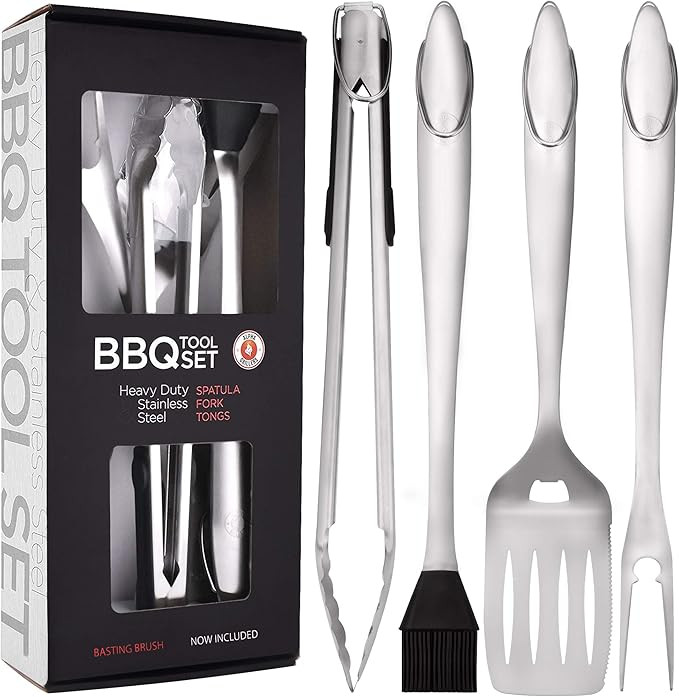 Alpha Grillers Grill Set Heavy Duty BBQ Accessories - BBQ Tool Set 4pc Grill Accessories with Spa... | Amazon (US)