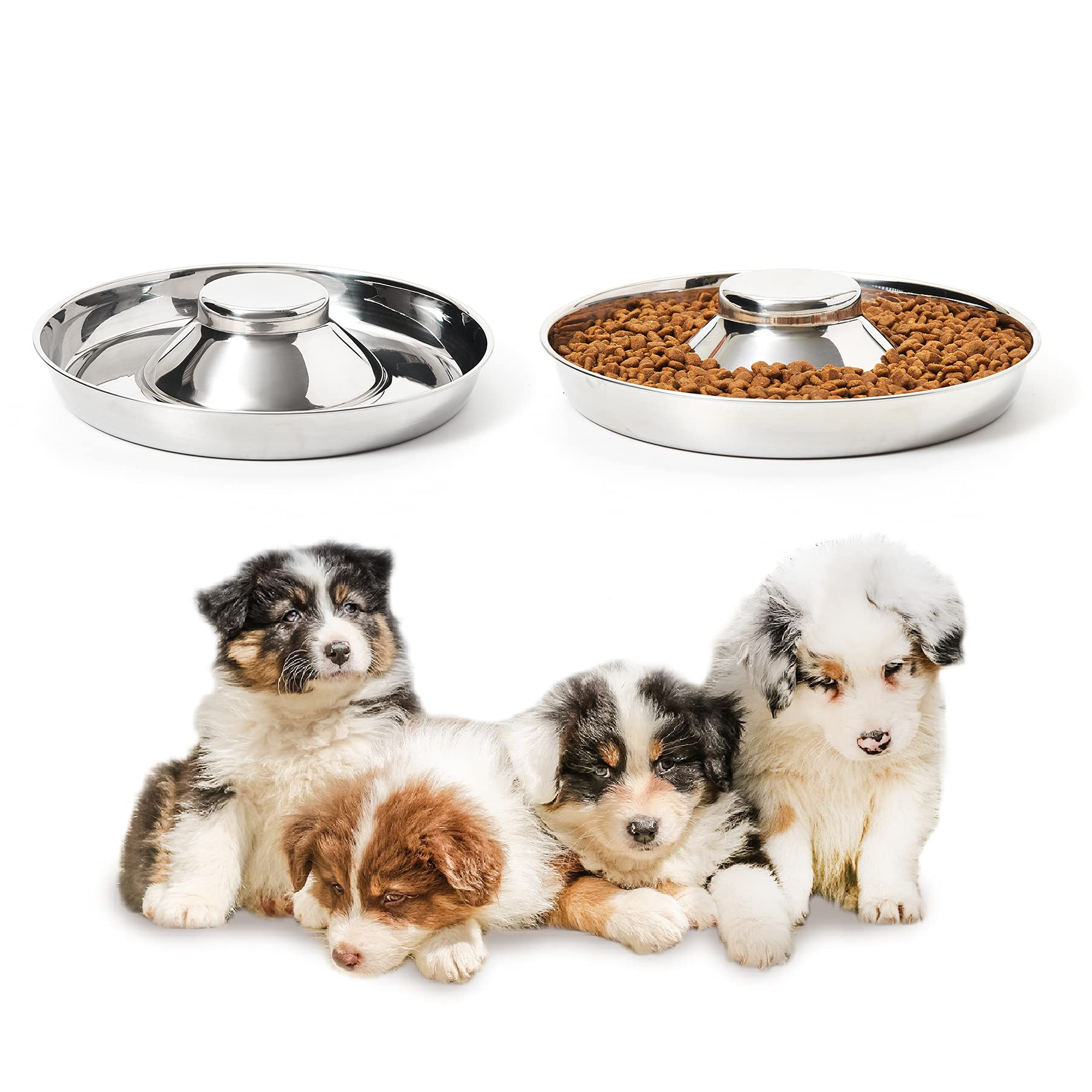 Stainless Steel Puppy Bowls, Set of 2 Puppy Feeder, Dog Food and Water Bowl, Food Feeding Weaning for Small Medium Large Dogs, Pets, M | Amazon (US)