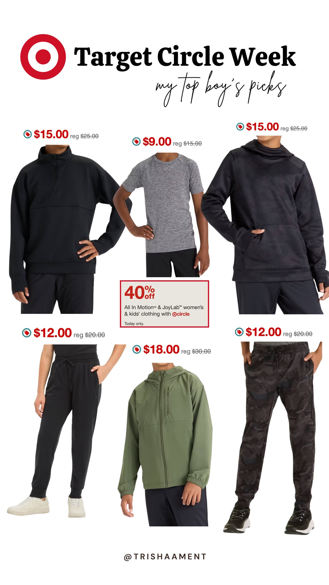 One of my favorite clothing brands at Target is 40% off TODAY ONLY for Target Circle Week! Linking up my top All In Motion boy’s picks here 👏🏼❤️✨

#targetcircleweek #boysclothing #kidsclothing #sale #targetsale



#LTKSaleAlert #LTKKids #LTKActive