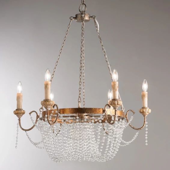 Crystal Draped Iron Chandelier | Shades of Light