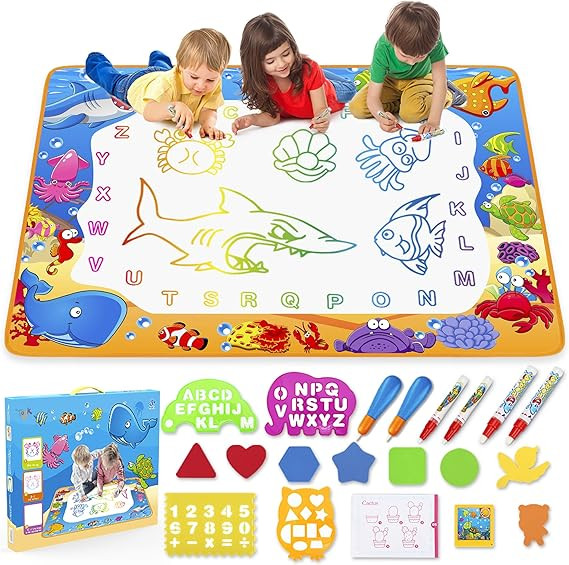 Water Drawing Mat- Kids Aqua Water Doodle Mat Toy - Colorful Bring Magic Pens Educational Toys fo... | Amazon (UK)