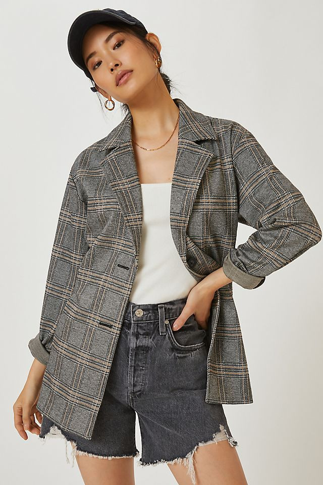Longline Plaid Blazer | Anthropologie (US)