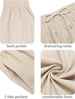 COOFANDY Men's Cotton Linen Harem Pants Drawstring Casual Cropped Trousers Lightweight Loose Beac... | Amazon (US)