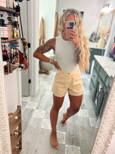 OOTD⚡️🌼🤍 these target shorts…so classy + casual! I’m in the 6 and a M in this bodysuit 👏🏼 

#LTKunder50 #LTKFind #LTKfit