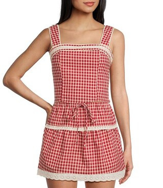Red Gingham Sleeveless Coordinating Tank Top | Dillard's