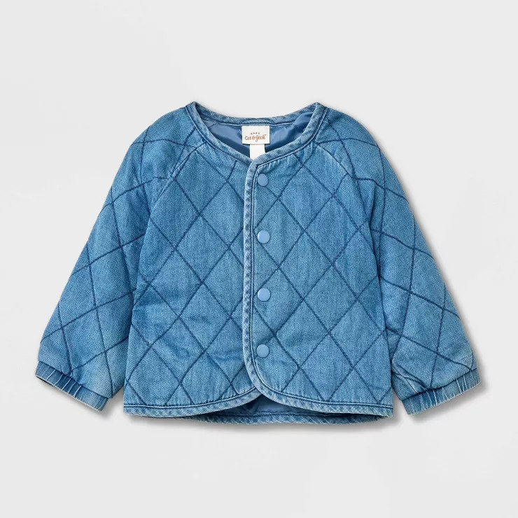 Baby Girls' Diamond Quilted Denim Jacket - Cat & Jack; Light Blue | Target