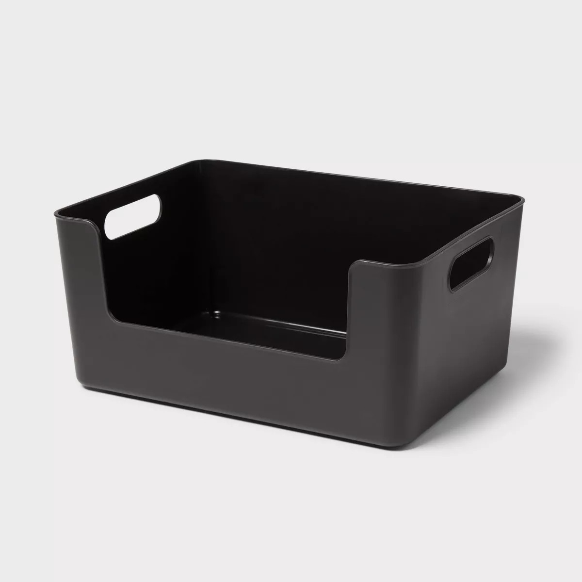 Large Plastic Open Face Pantry Bin Black - Brightroom™: Kitchen Cabinet Organizer, 13"x9.5"x6" ... | Target