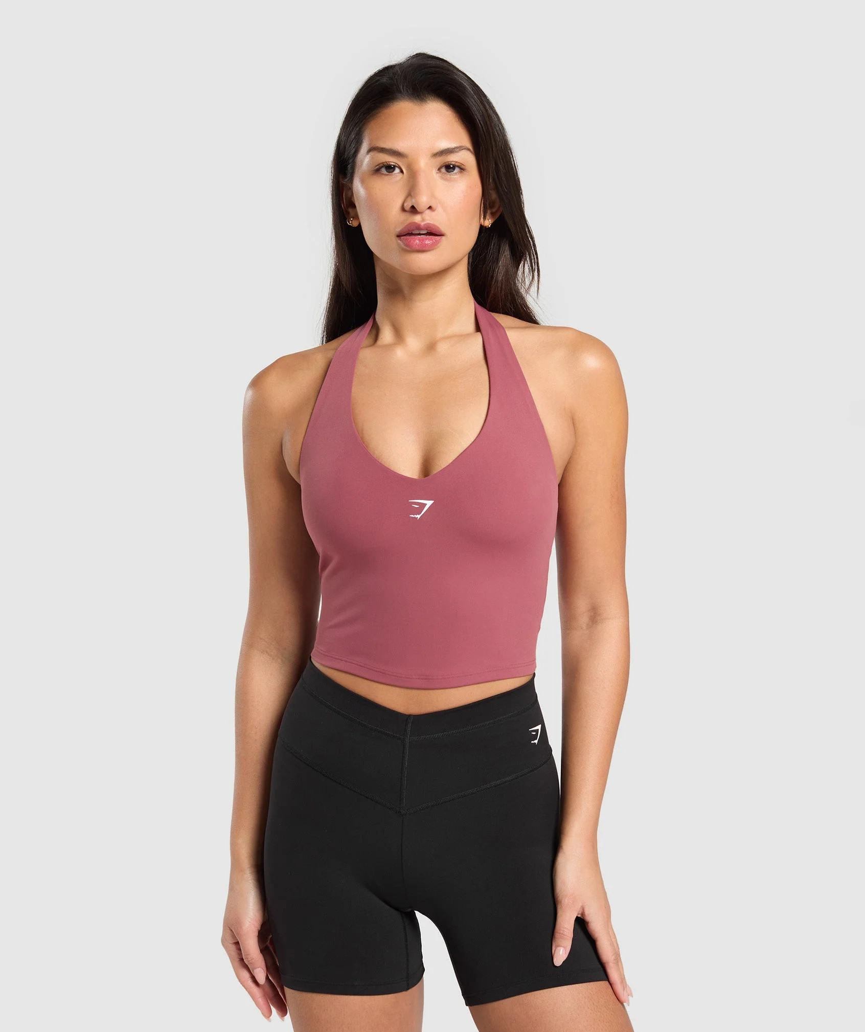 Gymshark Halter Neck Cami with Shelf - Washed Berry Pink | Gymshark US