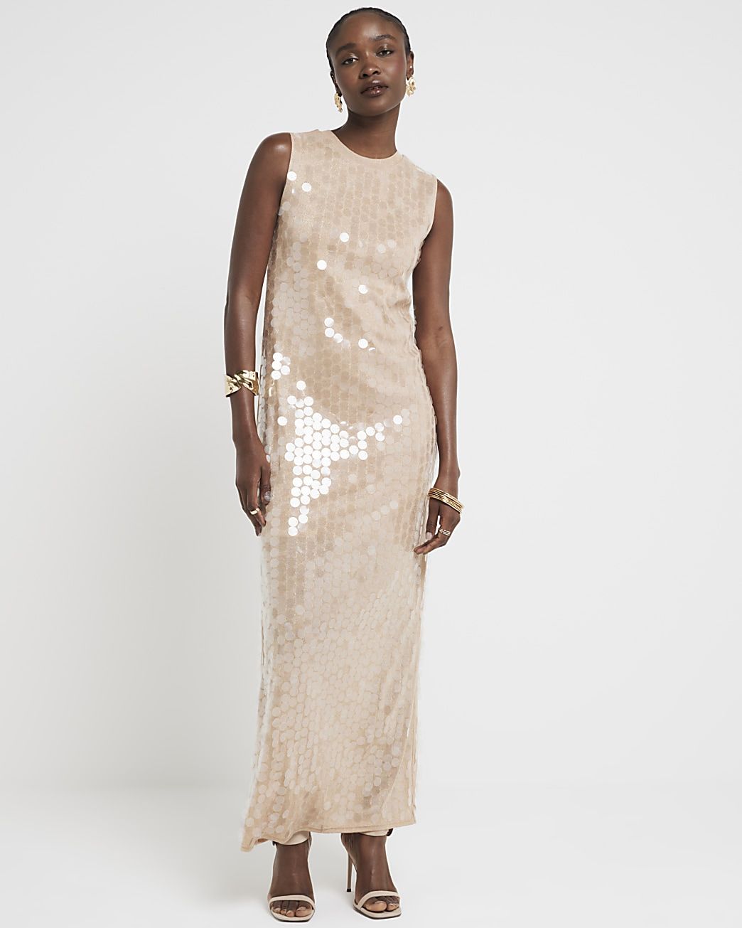 Rose gold sequin maxi dress | River Island (UK & IE)