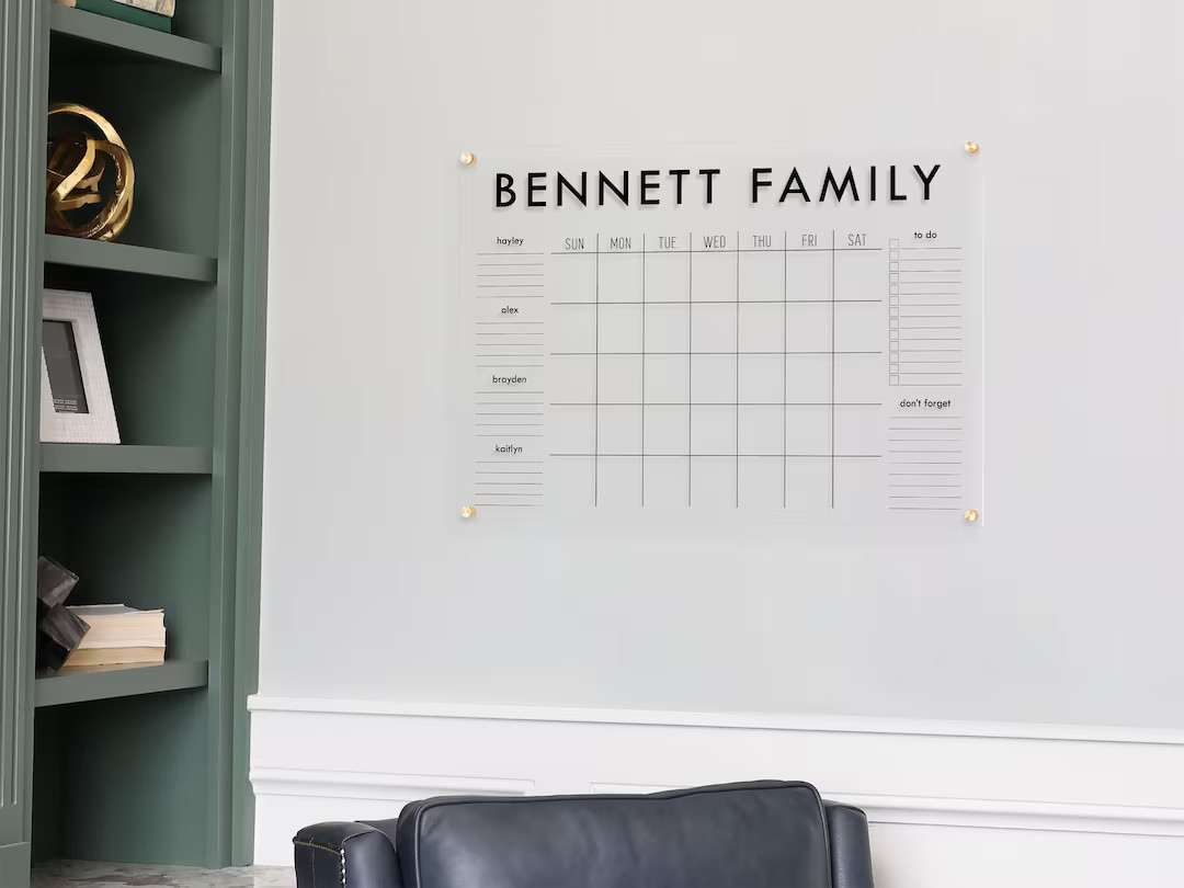Large Acrylic Family Calendar | Dry Erase Family Command Center | Personalized Acrylic Calendar | Etsy (US)