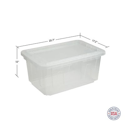 Member's Mark 60 Quart Clear Storage Tote, 17.2" D x 25.7" W x 12.0" H, 1 pack or 4 pack | Sam's Club