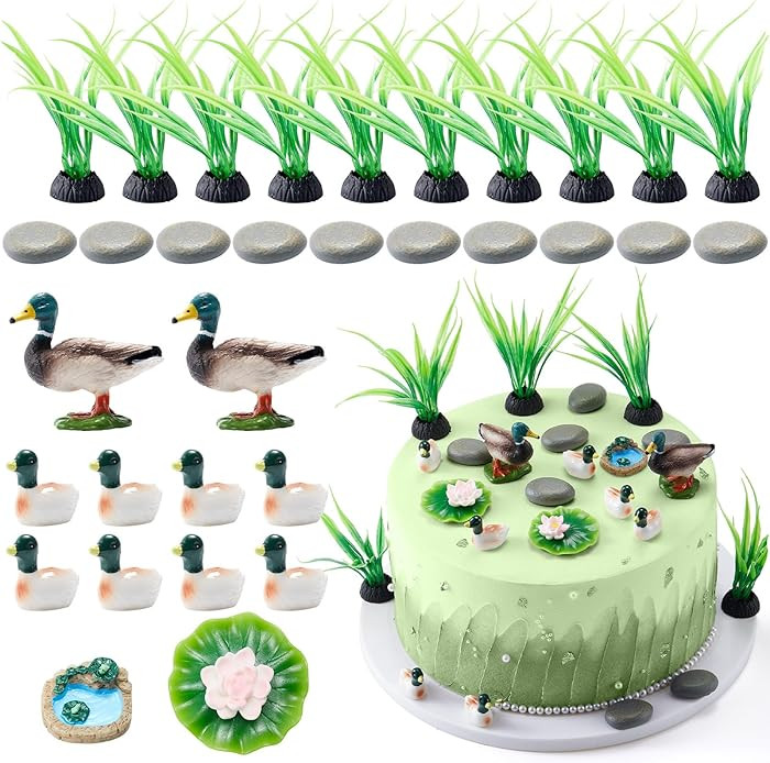 35 Pcs Mallard Duck Cake Decorations Duck Hunting Cake Figures Decorations Seaweed Lotus Leaf Hun... | Amazon (US)