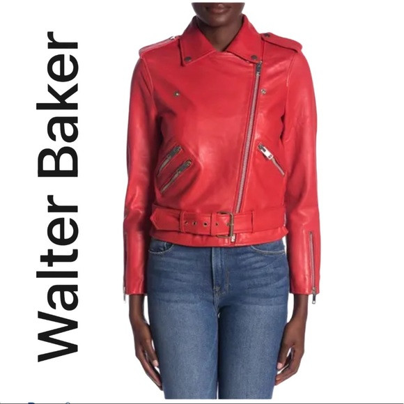 Walter Baker Allison Leather Moto Red Jacket | Poshmark