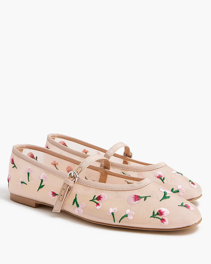Mesh embroidered Mary Jane flats | J.Crew Factory