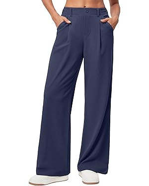 Ewedoos Wide Leg Stretchy Work Pants Slacks for Women Business Casual Pants High Waisted Waffle 2... | Amazon (US)