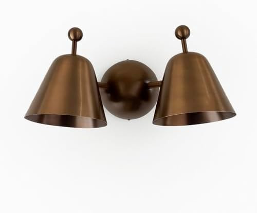 Handmade Brass Double Cone Wall Sconce – Adjustable Mid-Century Modern Wall Light Fixture for B... | Amazon (US)
