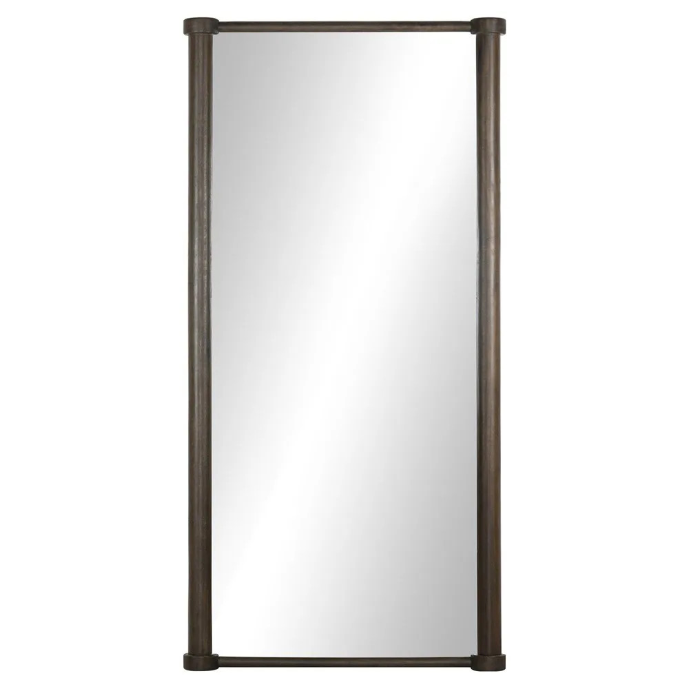 Daltry Modern Classic Brown Mango Wood Full Length Floor Mirror | Kathy Kuo Home