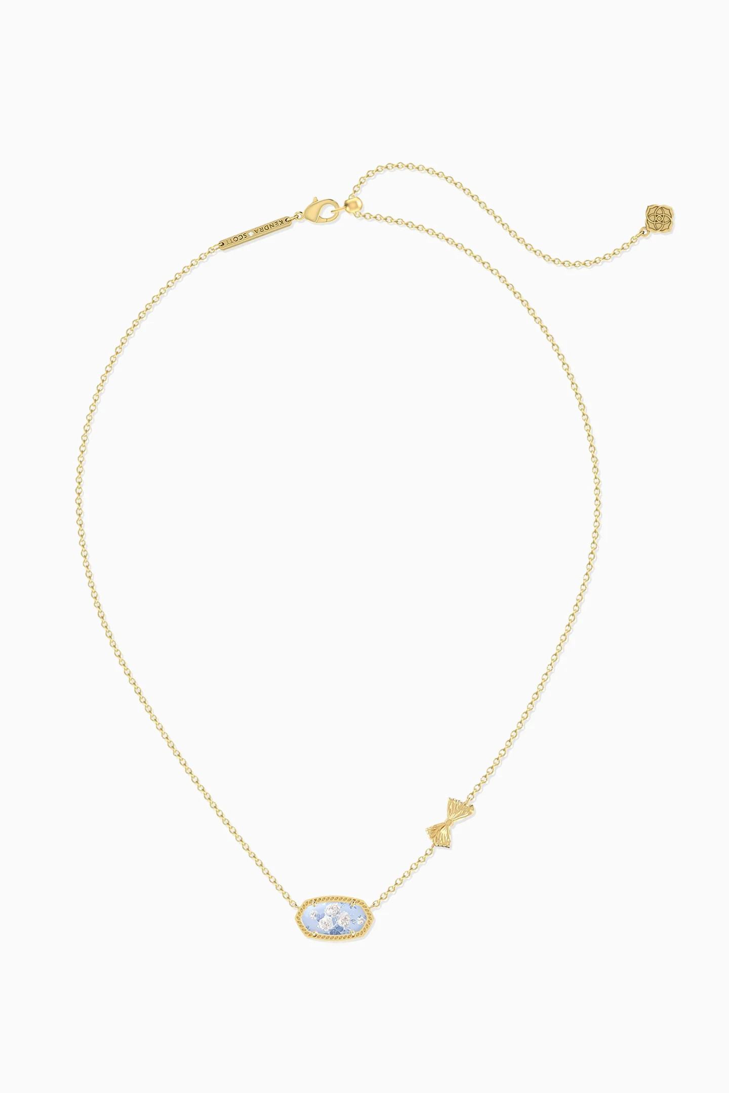 Kendra Scott x LoveShackFancy Bow Gold Whisper Blue Elisa Necklace | LoveShackFancy